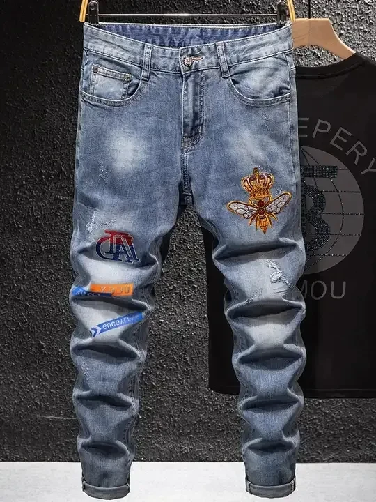 Factory Supply High Quality Men Slim Fit Jeans Trousers Lightweight