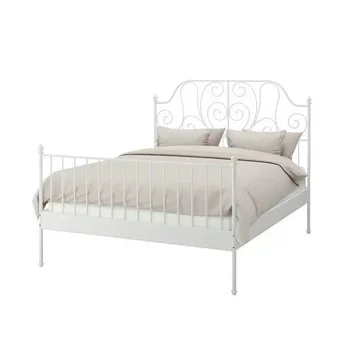 White Queen Bed Factory direct sale fashion product home furniture bedroom single and double hotel metal bed