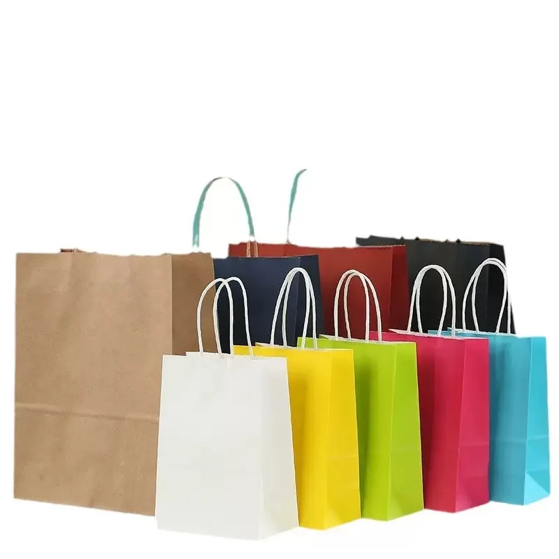 Print  Stand up Brown Colorful  Craft Paper Bag  Custom Paper Bag Paper Bags with Handles