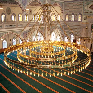 Custom Made Design Mosque Islam Copper Islamic Chandelier Creating 24k Gold High-quality Palace Chandeliers Made of All Copper