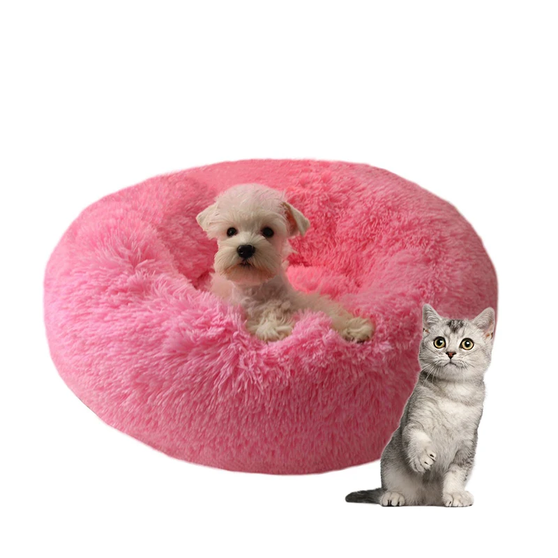 Dog products chew proof modern outdoor anti anxiety portable donut plush cat pet dog beds for dogs