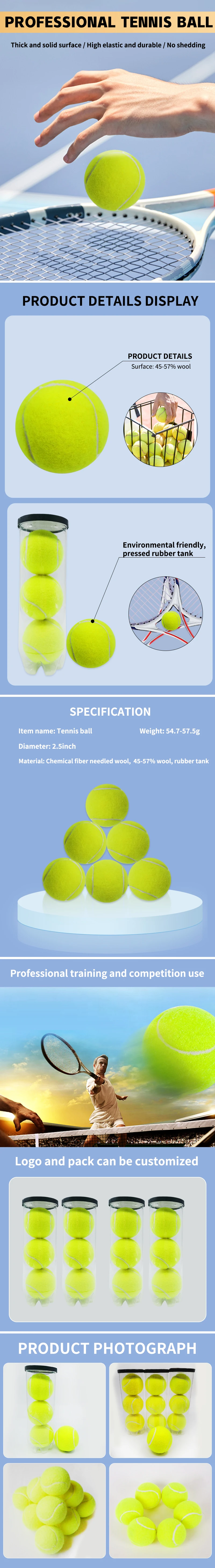 New natural wool 57% wool High quality padel balls  Competition level paddle ball tennis balls factory