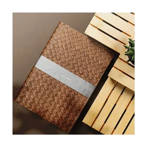 Hot Sales Journal Notebooks Customized Two Tone Woven Pattern Business Diary 2026 PU Leather Journals Planner Agenda Notebooks