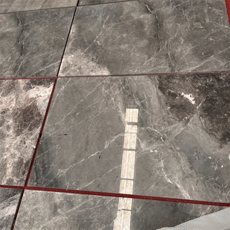 Turecka naturalna szara marmurowa luksusowa płyta kamienna, polerowana nowoczesna szara marmurowa płyta do hoteli i mieszkań – białe płytki podłogowe i ścienne