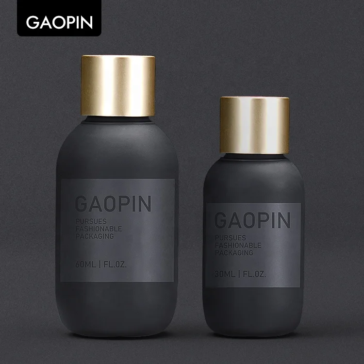Plastic Matte Black 30ml 60ml 100ml HDPE  Bottle and Skin Care Packaging