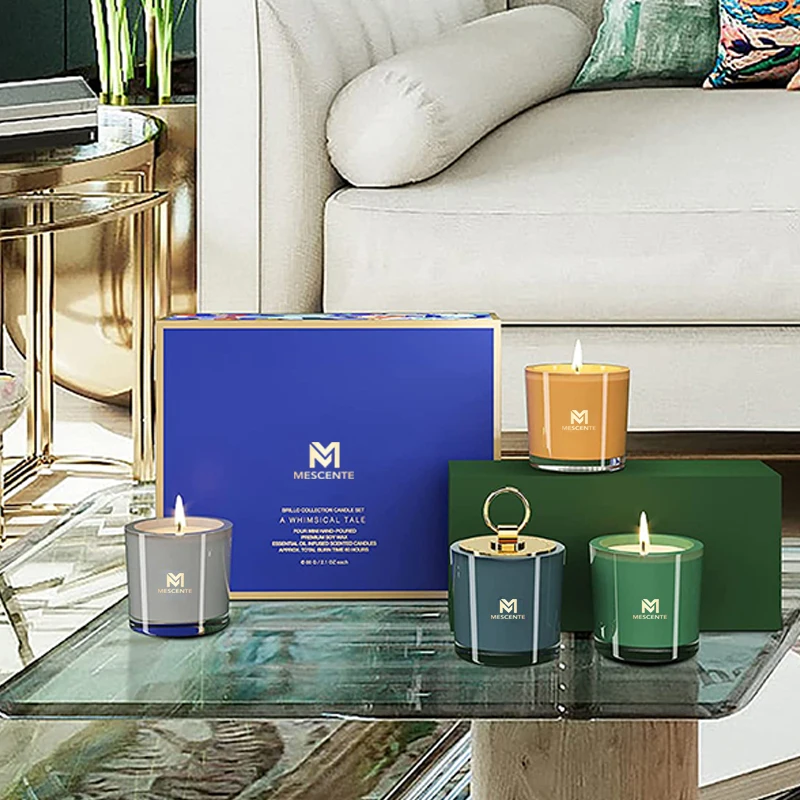 Mescente Wholesale Luxury Decorative Lavender Aromatherapy Black Candles Gift Set in Bulk