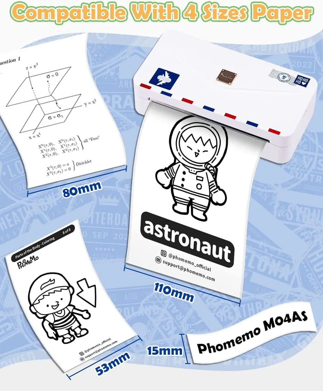 Phomemo M04AS 4インチポータブルサーマルプリンター ミニステッカー