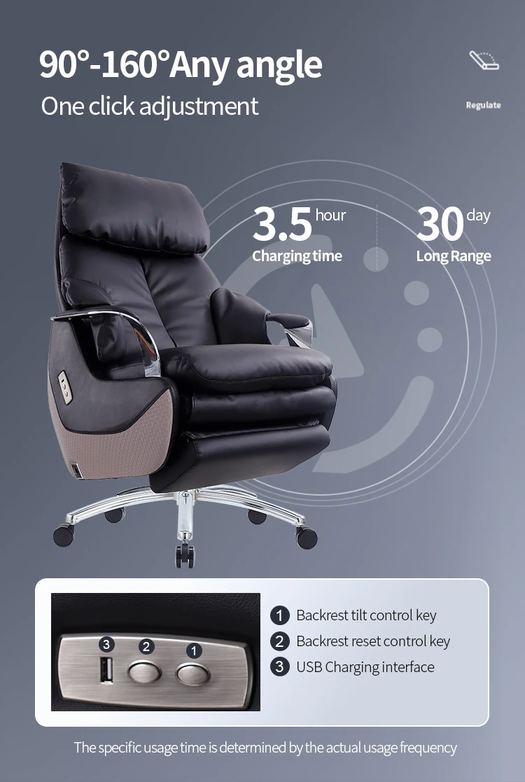 Luxury Modern Swivel Ergonomic Computer Ceo Boss Manager Reclining Office Chair Genuine Electric