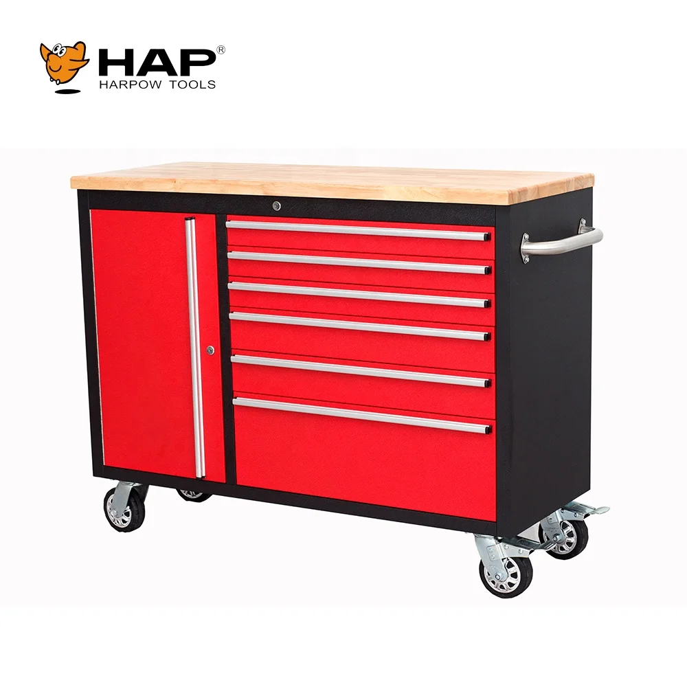 Widely Use Good Performance Wooden Worktop Work Bench Tool Cabinet on Wheels