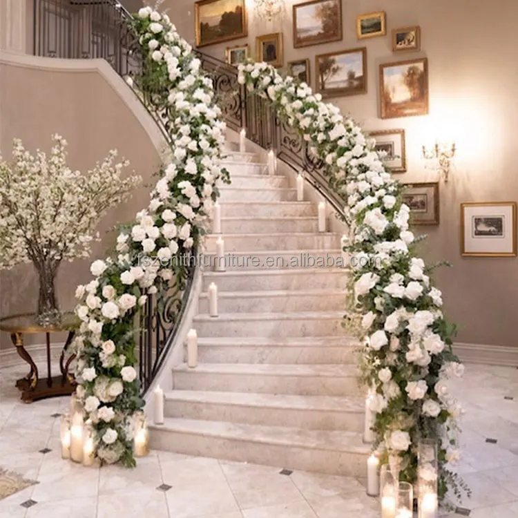 Customized Ivory Wedding Flower Runner for Stair Handrails - Elegant ...
