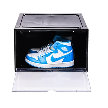 Shoe storage bag, shoe box with magnetic door, sports shoe storage box, transparent plastic shoe container, shoe display box,