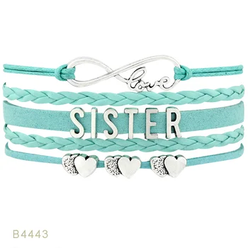 Infinity Love Wedding Engagement Gift Brother Bridesmaid Little Middle Big Sister Best Friends Leather Wrap Bracelets for Women