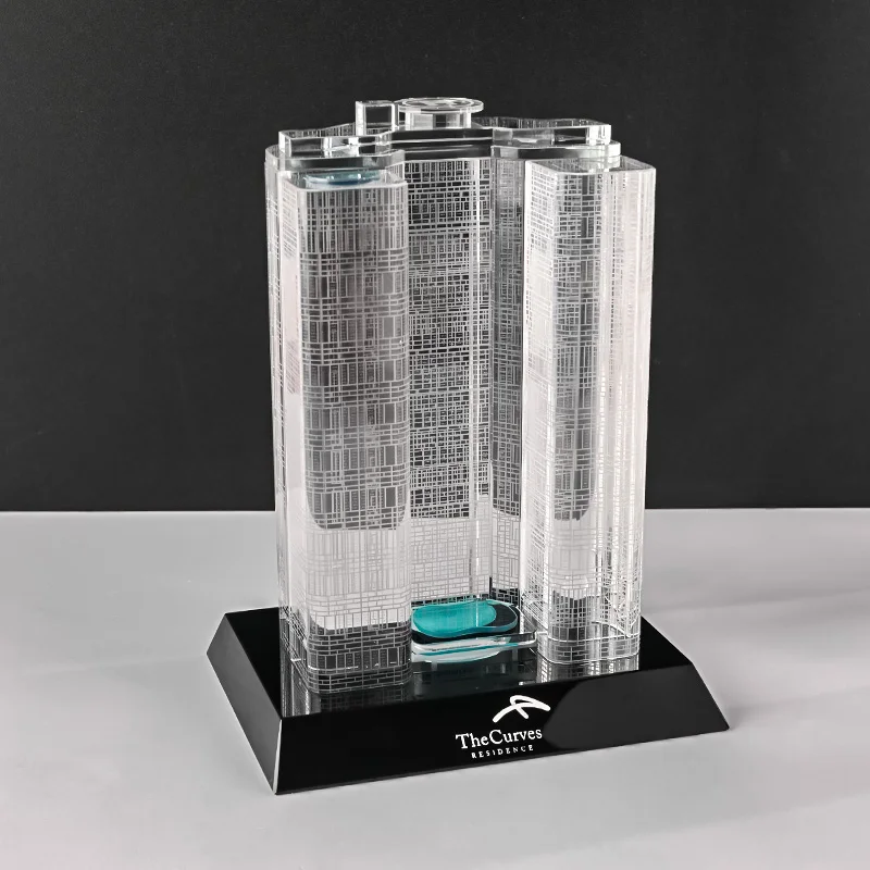 product luxury business custom table decoration crystal crafts model building 3d model creative souvenirs custom crystal model souvenir-4