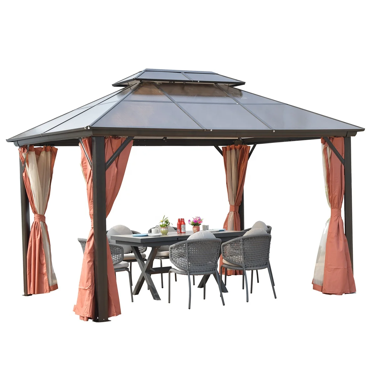 300*400 CM Outdoor Aluminum Gazebo Hard Roof Galvanized Metal Sheet ...