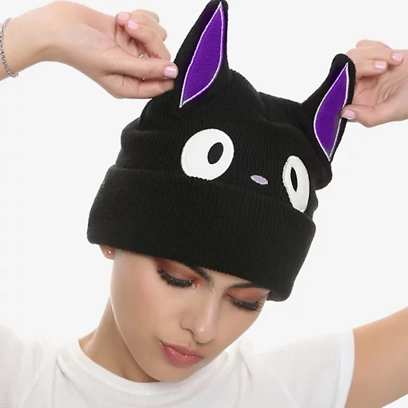 black cat beanie hat