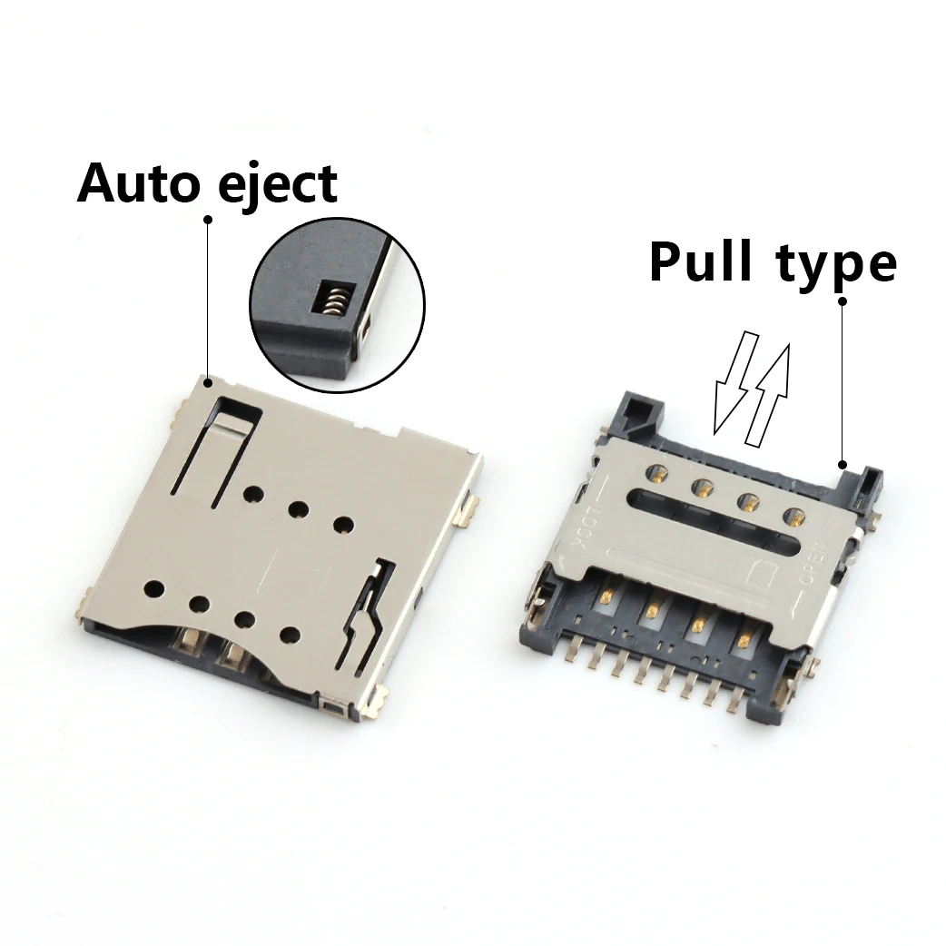 6/61/7/8ピンプラスチックSIMカードホルダーソケット6ピンプッシュイン