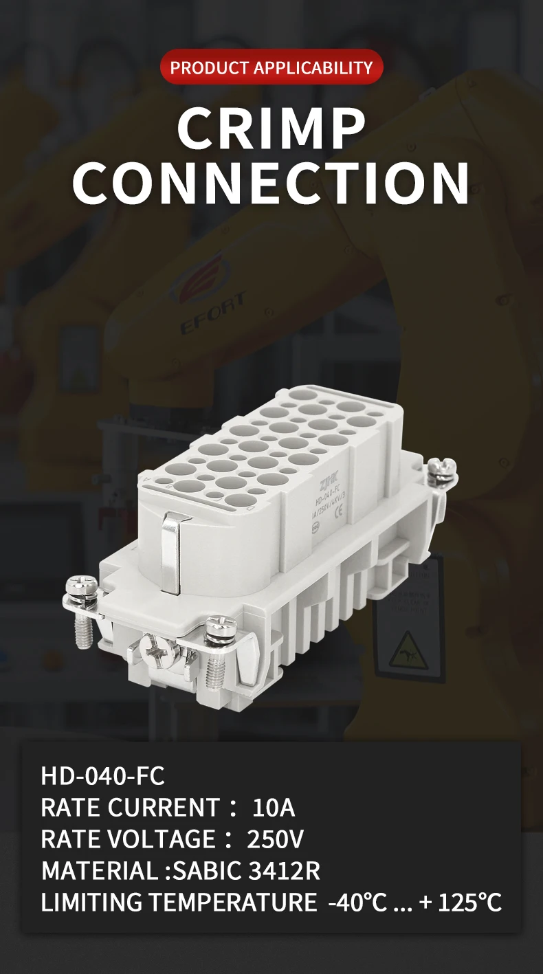 Industrial Heavy Load Connectors HD Series 250V 10A Male Inserts Crimp ...