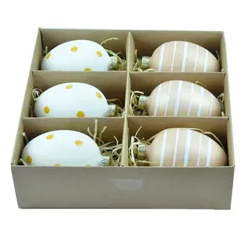 Hot Selling Set of 6 Glass Egg Hand Bblown Painted Colorful Easter Eggs Ornaments