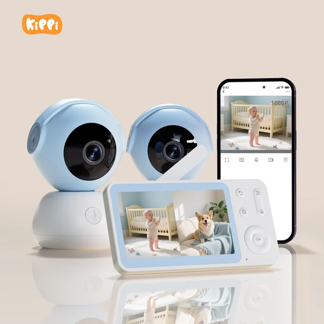 5inch 720p Night Vision Two-way Audio Cry Detection &  Supports  Dual- Cam Simultaneous View Wireless Baby Monitor