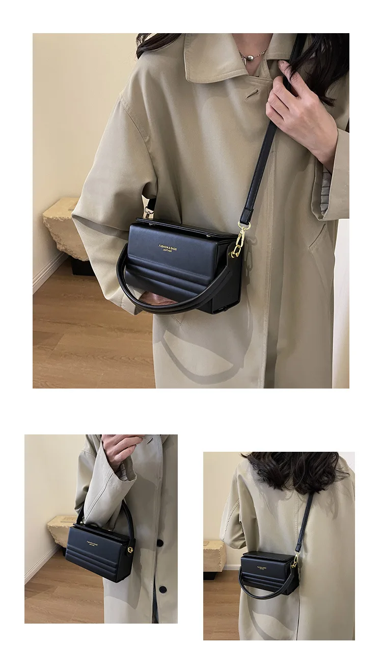 New Fashion Solid Color Box Pu Leather Women's Handbag Small Square ...