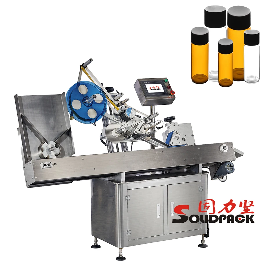 Solidpack High Speed Horizontal Blood test Tube Container Applicator Self Adhesive Sticker Labeller with Stamping