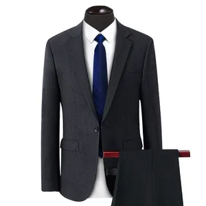 Men's Suit Business Professional Suit Decorated Single Button Suit Source Manufacturers of Grey Two Pieces Flat Front Zipper Fly