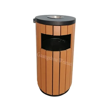 High Quality Iron And Plastic Wood Durable Functional Dustbin Practical Dustbin Buckets trash can For Export