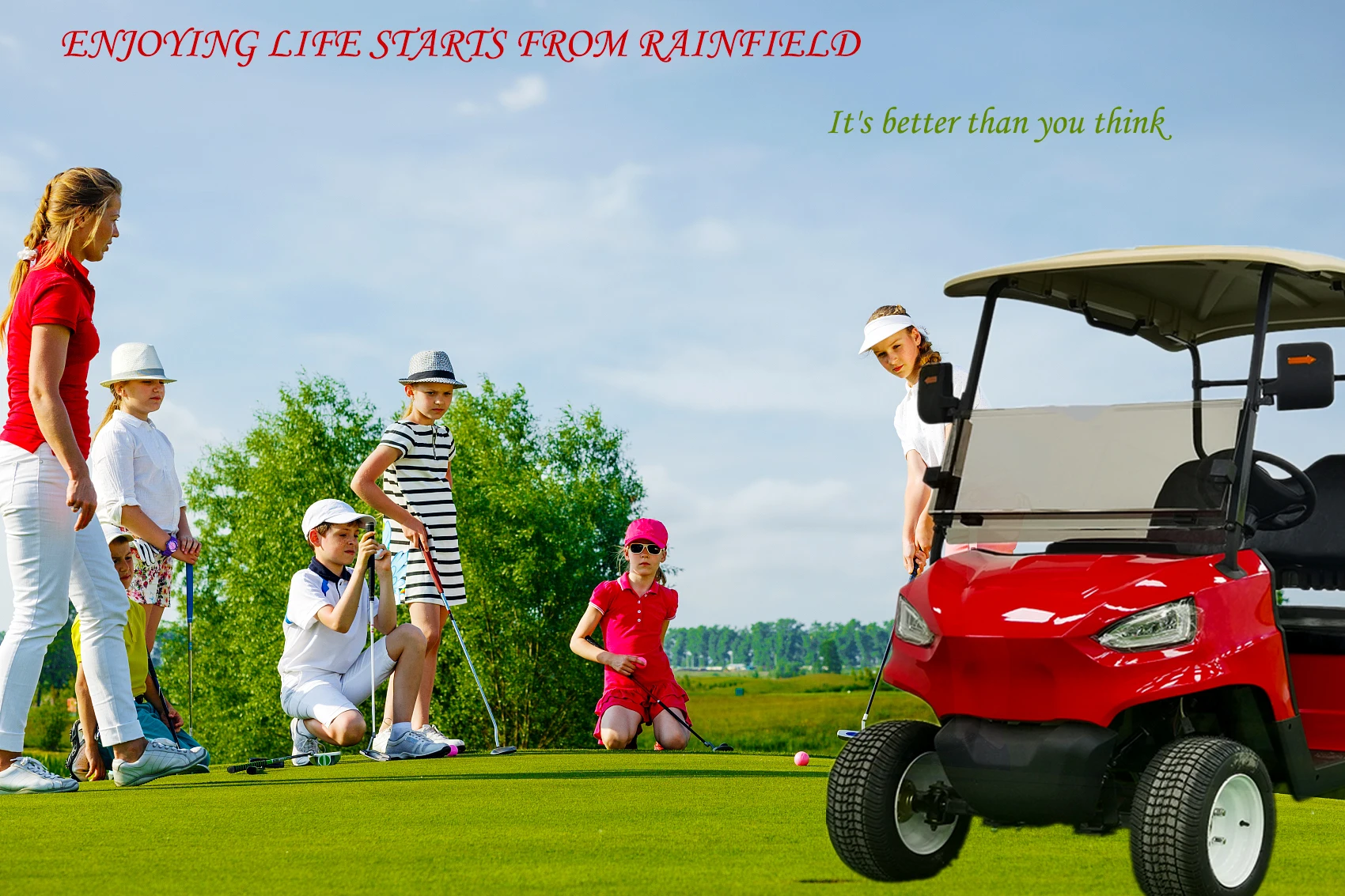 China Mini 2 Seater Zone Electric Golf Cart Club Car Red Golf Buggy For