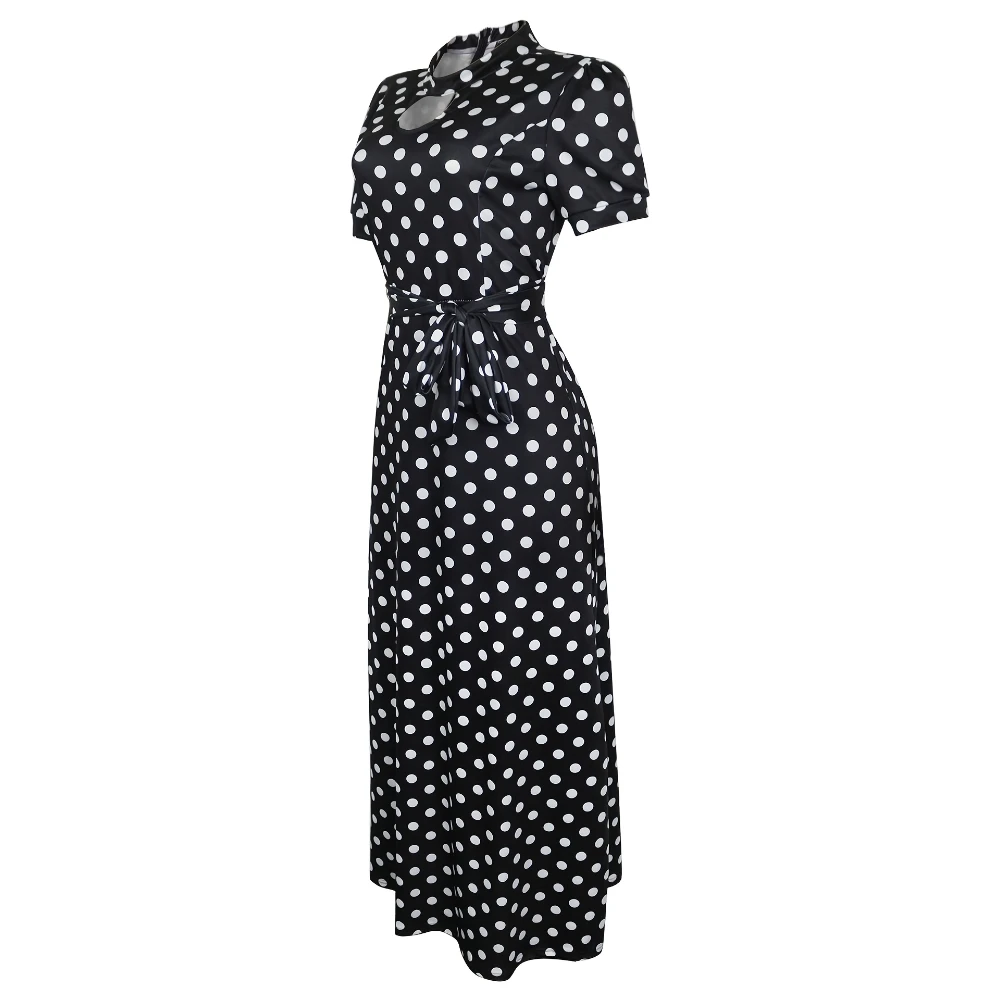 chinese dress ladies Buxom Couture Polka Dot Off-The-Shoulder Halter Maxi Dress