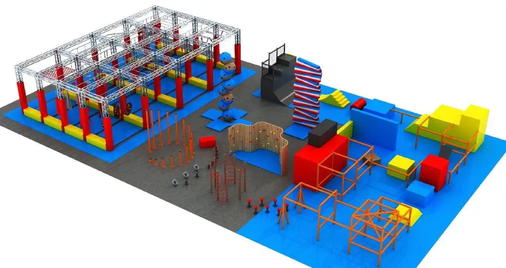 Obstacle Course Set Kid American Ninja Warrior Equipment Indoor Hindernisse Curso Ninja Warrior Mat Frame Key Wipeout