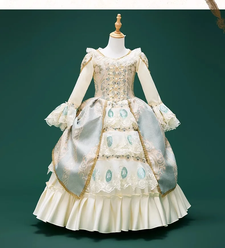 Qwz622 Children's Medieval Style Dress New Drama Stage Dress Birthday Cos Float Parade Princess Dress