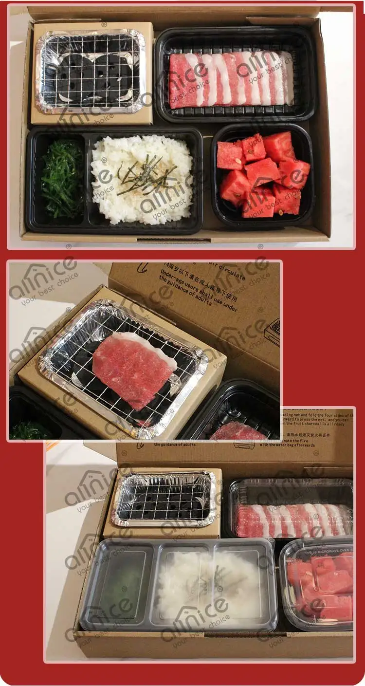 New Style Disposable Takeaway Disposable Portable Charcoal Bbq Bento With Builtin Grill Bbq
