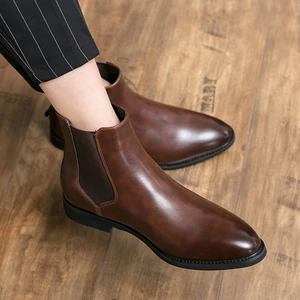 Big Size 38-48  Winter Ankle Chelsea Leather Boots Summer Winter Usable Pointed Toe Men Snow Boots
