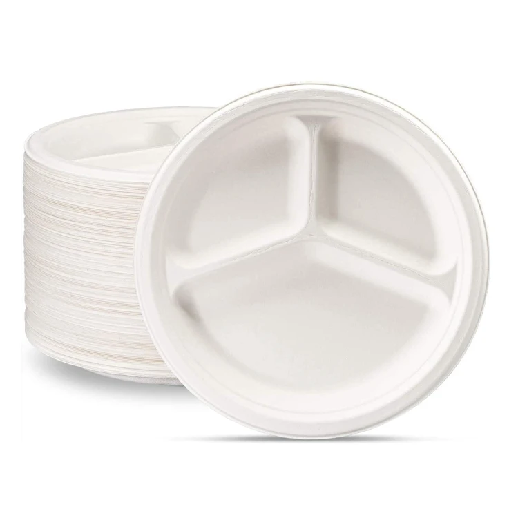 Compostable Paper Plates 9 Inch 3 Compartment Disposable Plates Buy
