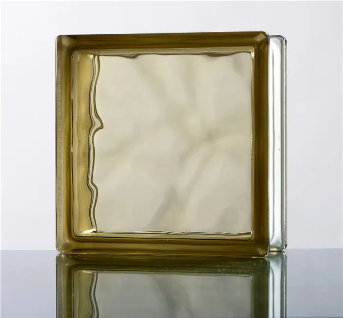Light Bule Color Glass Block Parallel Cloudy Design Larger Size Glass Block for Outer Wall