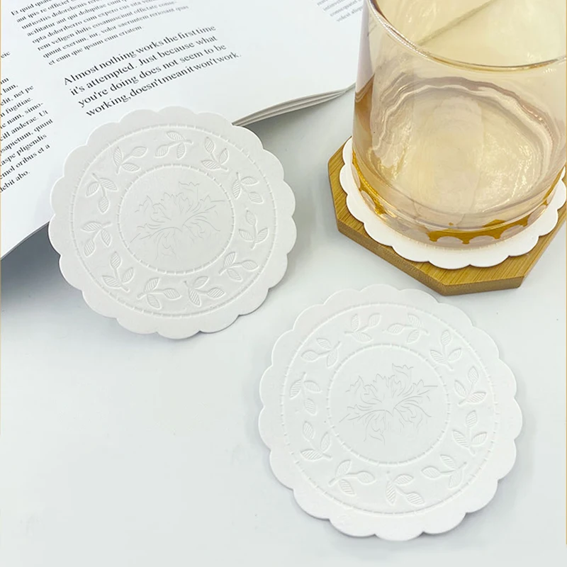 Sous-verres En Papier Jetables - Lot De 100 - Diamètre 9 Cm - Blanc Uni - Pour Bars, Restaurants, Fêtes