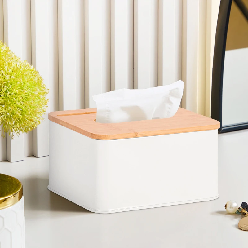 Ecologic Tissue Box Holder Rectangular Container Home and Restaurant Tissue Box L-holder Bamboo Lid