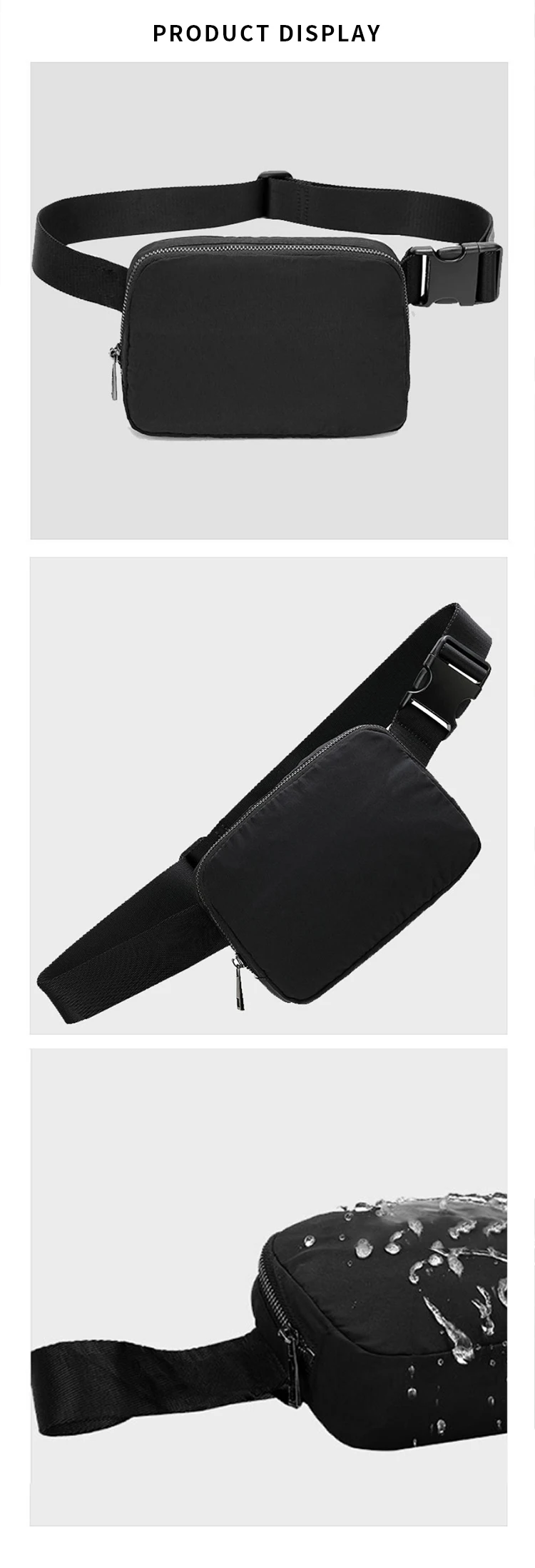 Men's Retro Outdoor Waterproof Sporty Black Nylon Print Zipper Running