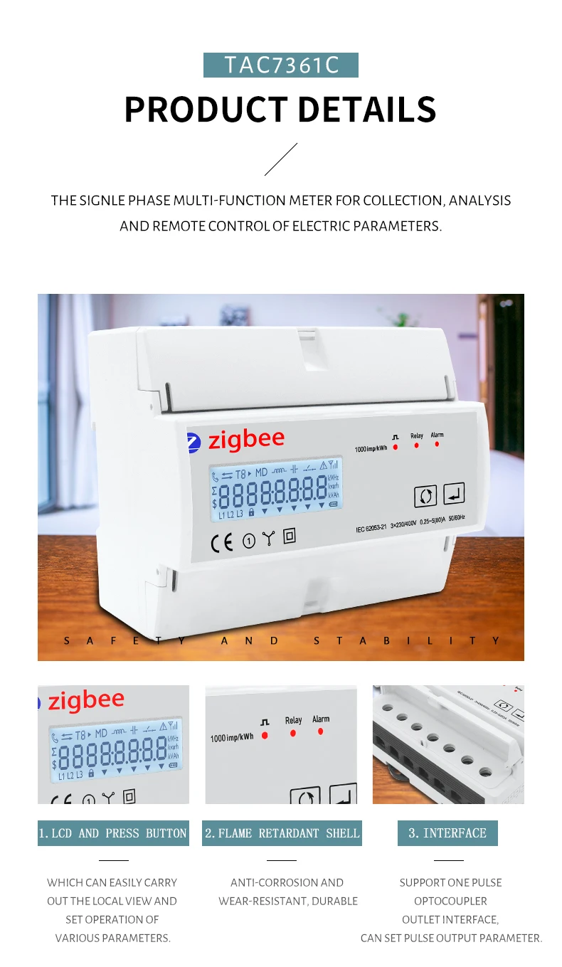 80a Electric Consumption Meter Din Rail Voltmeter Volt Amp Kwh