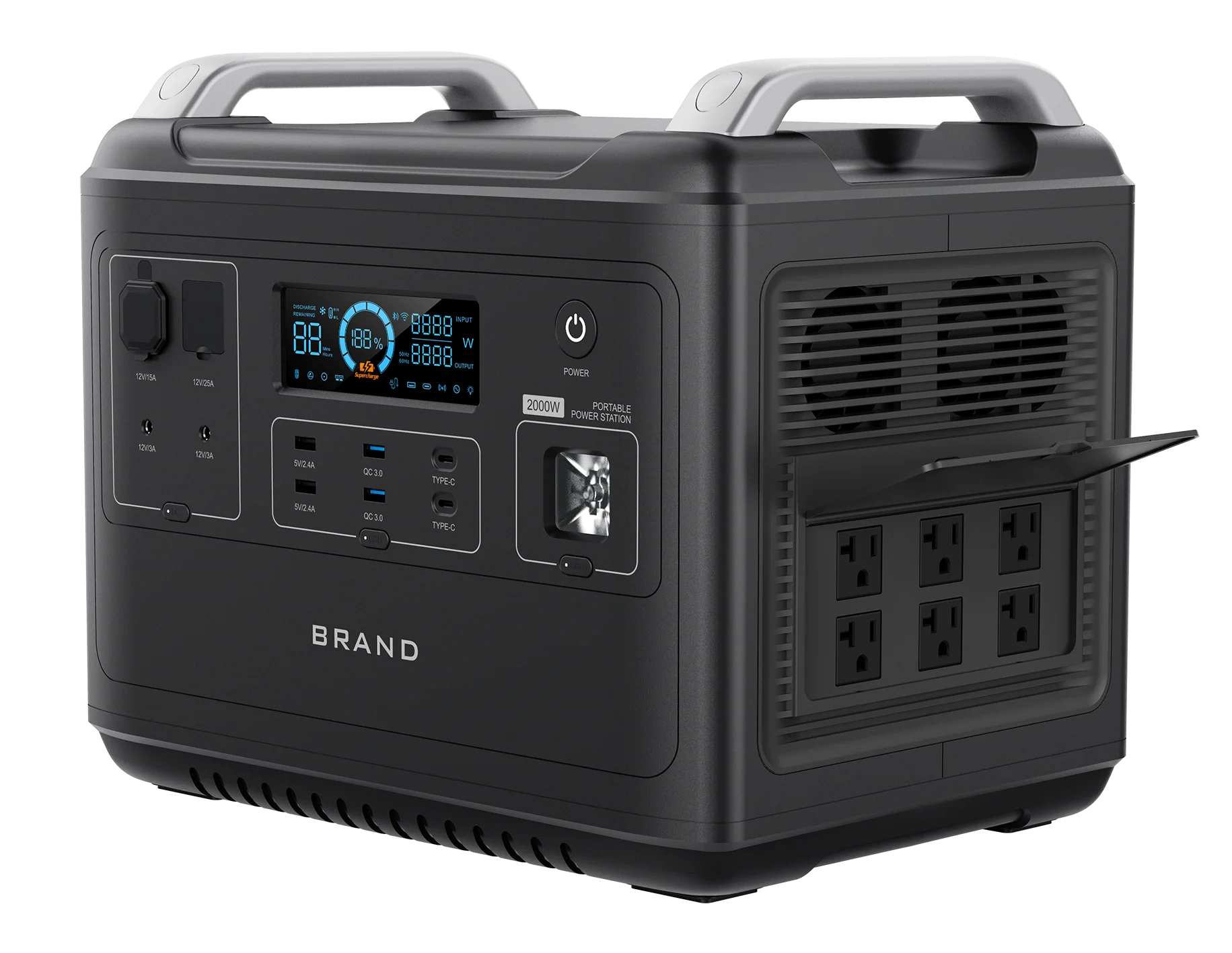 Huge Capacity 2000W Portable Solar Power Bank - 2048Wh LiFePO4 Battery for  Outdoor, Camping, and Travel Energy Storage