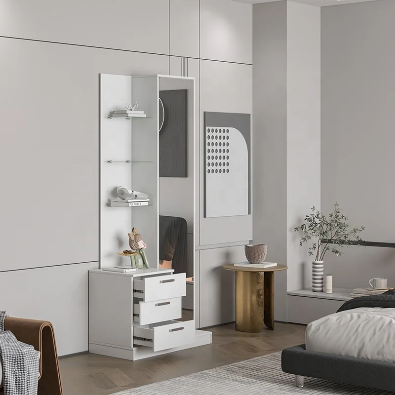 White Dressing Table with Mirror and Drawers Bedroom Furniture Modern Style Storage Drawers