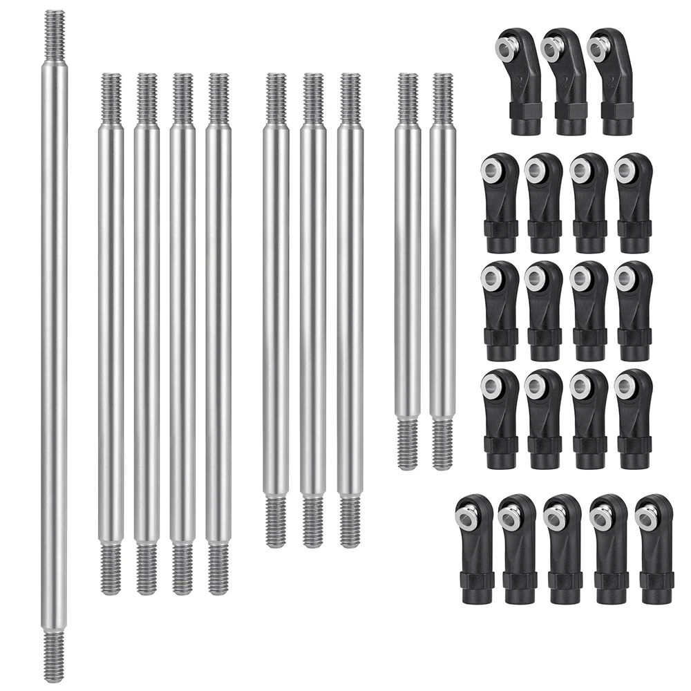 Reinforced Stainless Steel Linkage Link Rod and Plastic Ball Ends 10Pcs/Set  for Axial SCX10 II AXI90075 UMG10 1/10 RC Car Parts