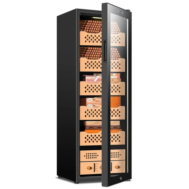 CIGARLOONG Intelligent constant temperature and humidity cigar cabinet, cedar wood shelf air-cooled compressor cigar cabinet