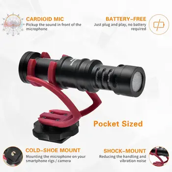 Camera Microphone,Comica CVM-VM10II Professional Video Microphone With Shock Mount, Deadcat,Compact Shotgun Mic Compatible With detail image