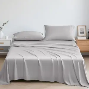 Soft Breathable Cooling 300TC 100% Organic Bamboo Viscose Sheets Custom Fitted Bedding Set From