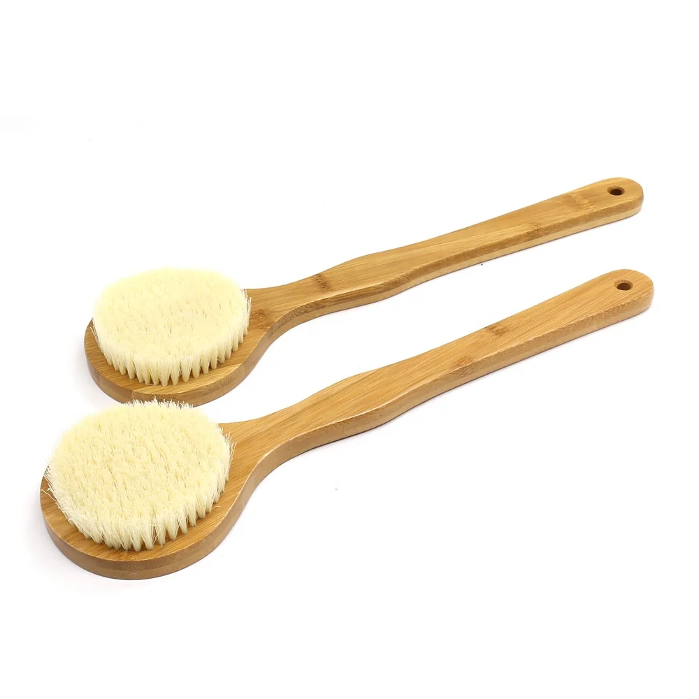 High quality long handle natural bristle exfoliating body brush