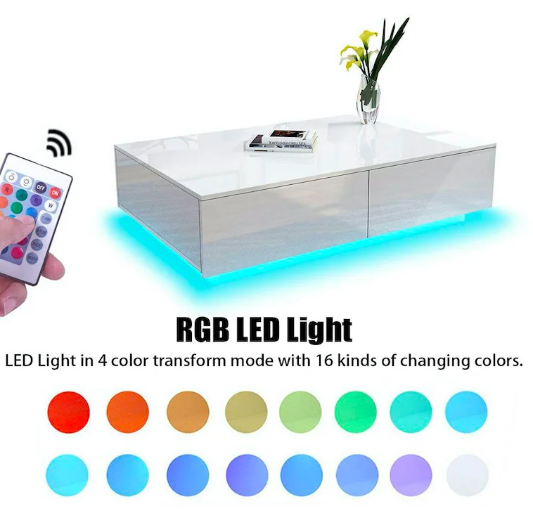 Italian Style Modern Customizable Design LED Function Factory Price Light Luxury Living Room Coffee Table Furniture