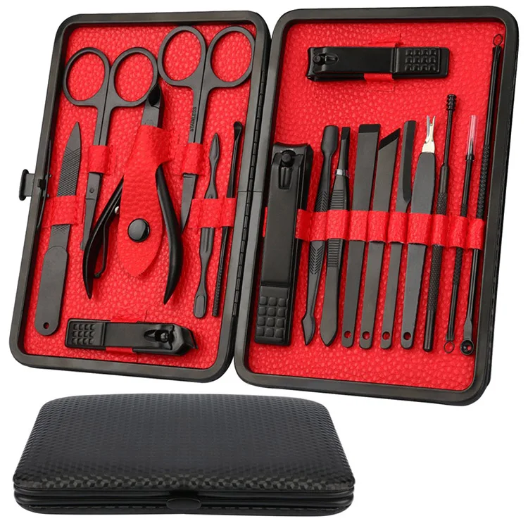 Manicure Set,18 In 1 Stainless Steel Professional Pedicure Kit Nail  Scissors Grooming Kit With Black Leather Travel Case - Buy High Quality 16  Pcs Professional Pedicure Tools Stainless Steel Nail Manicure Set