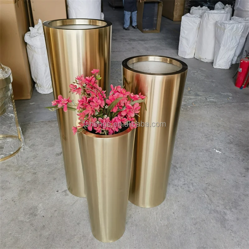 Modern Luxury Gold Metal Flower Stand Rack Planter - Large Oval Design for  Indoor/Outdoor Home & Garden Use