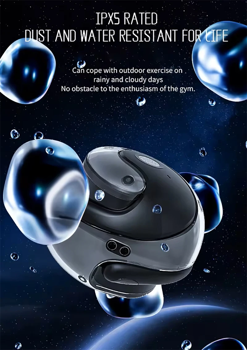 True Wireless Over-Ear Headsets LED Battery Indicator Noise Reduction FM Radio Mini Stereo Earphones Gaming Sports Waterproof